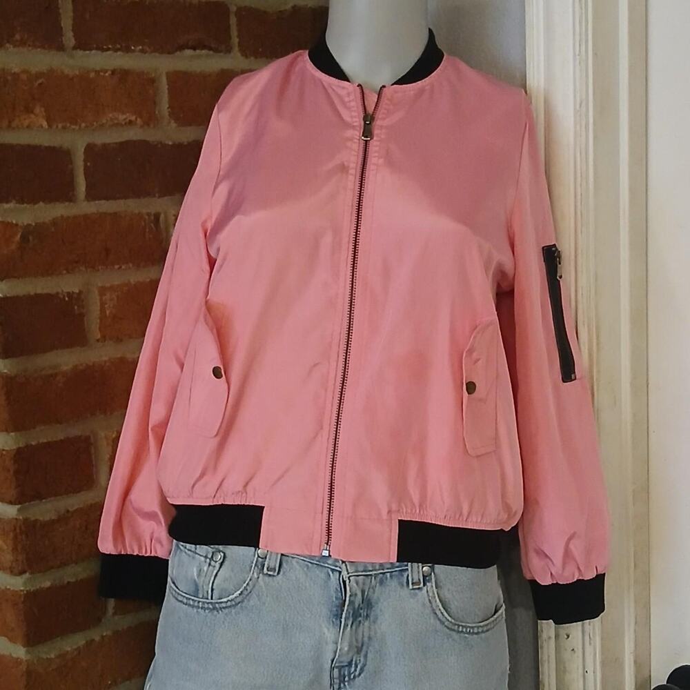 Pink Bomber Jacket, Womens S, No flaws, Coquette Streetwear Feminine Y2K